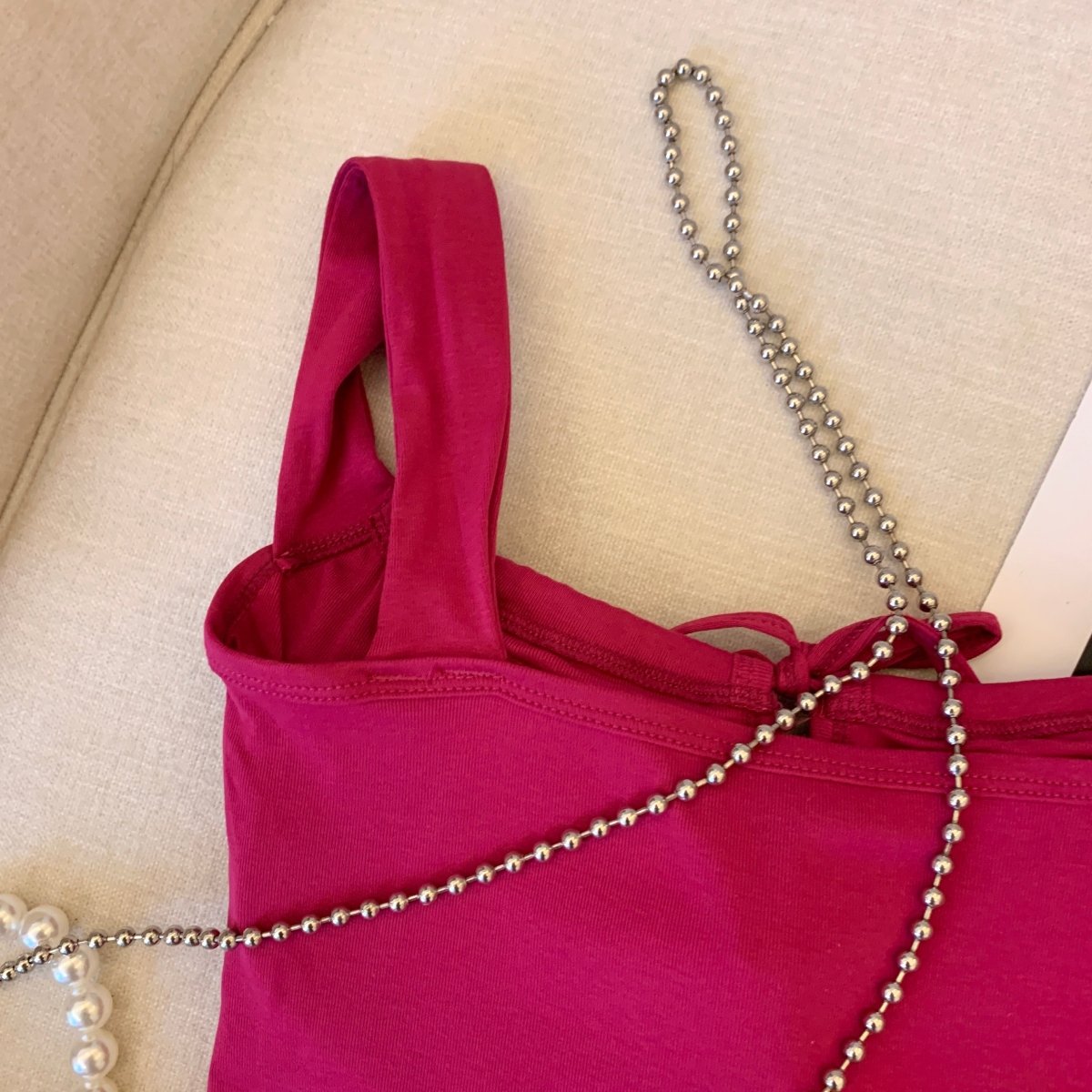 Cute Ribbon - Tie Built - In Bra Tank – Playful & Stylish - Zero Bra