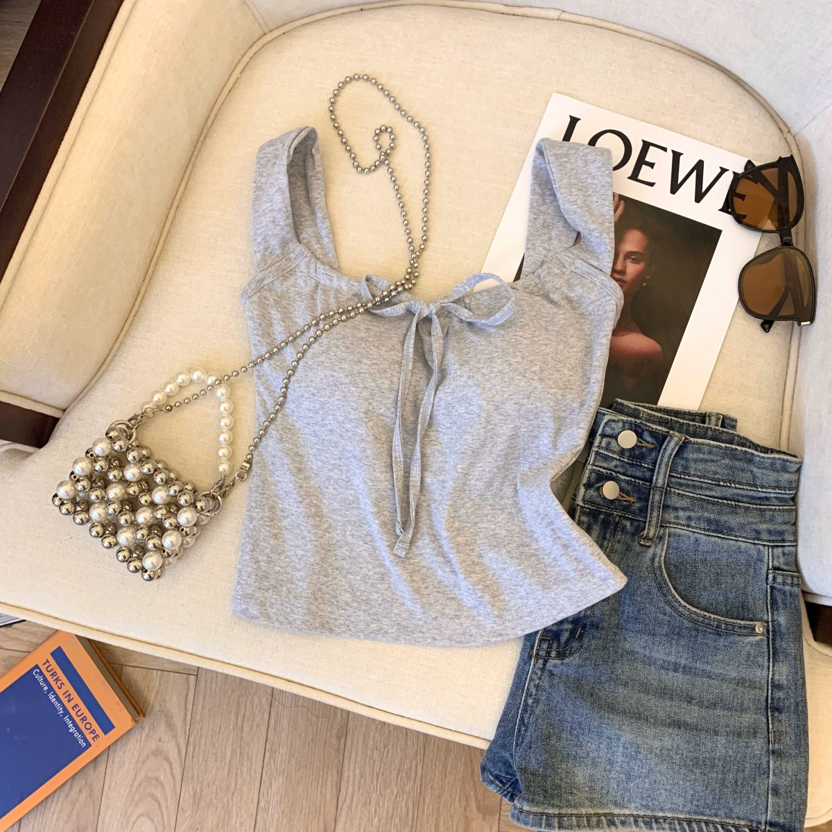 Cute Ribbon - Tie Built - In Bra Tank – Playful & Stylish - Zero Bra