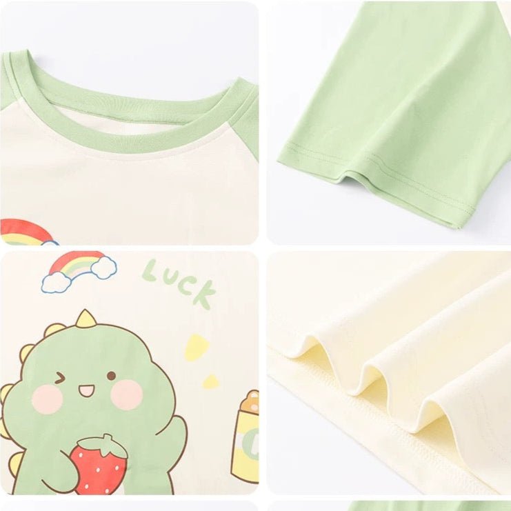 Dino Dreams Built - In Bra 2 - Piece Pajama Set - Zero Bra