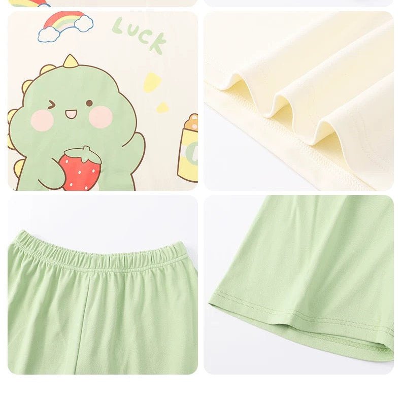 Dino Dreams Built - In Bra 2 - Piece Pajama Set - Zero Bra