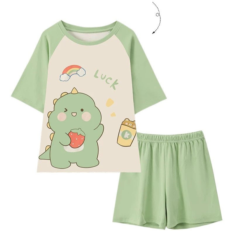 Dino Dreams Built - In Bra 2 - Piece Pajama Set - Zero Bra