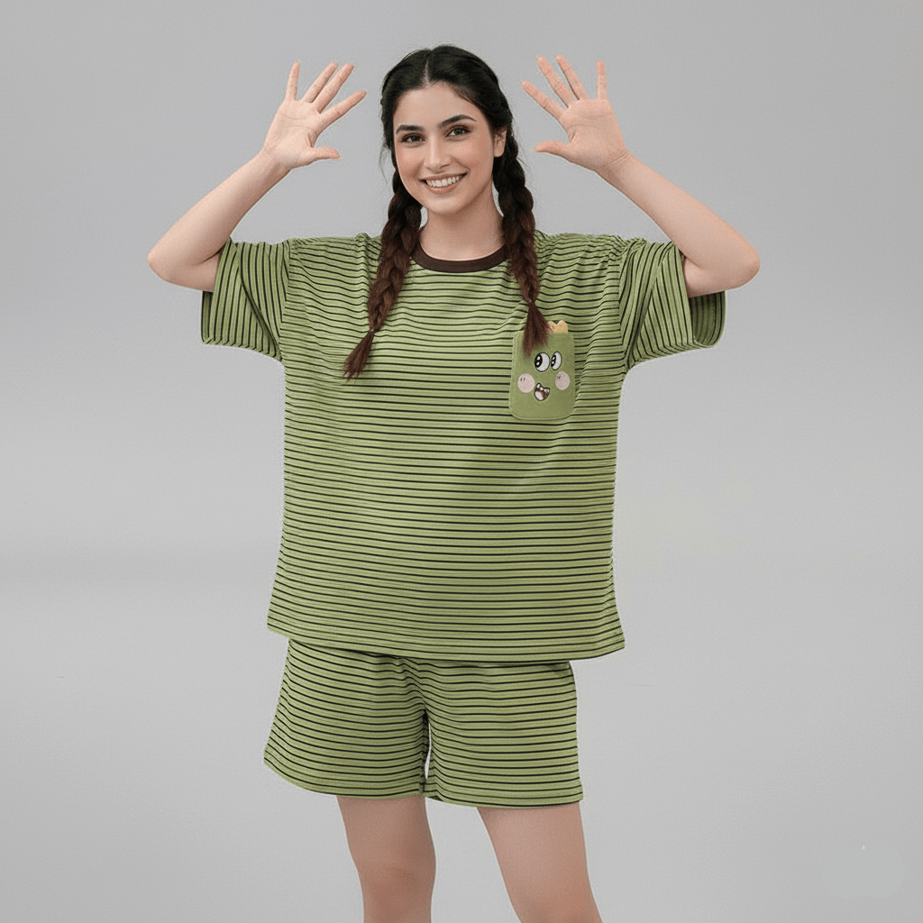 Dino Pocket PJ Set – With Padded Cozy Fun - Zero Bra