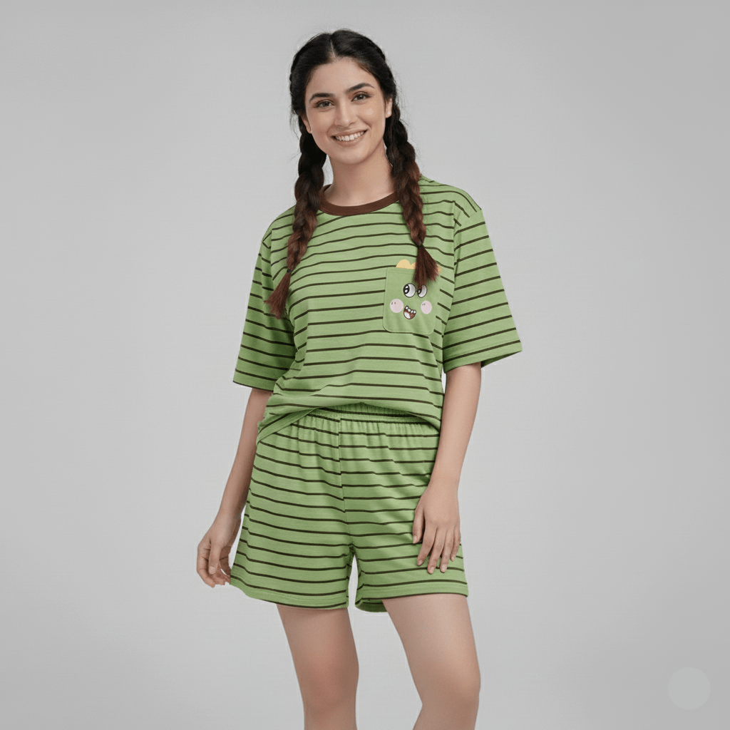 Dino Pocket PJ Set – With Padded Cozy Fun - Zero Bra