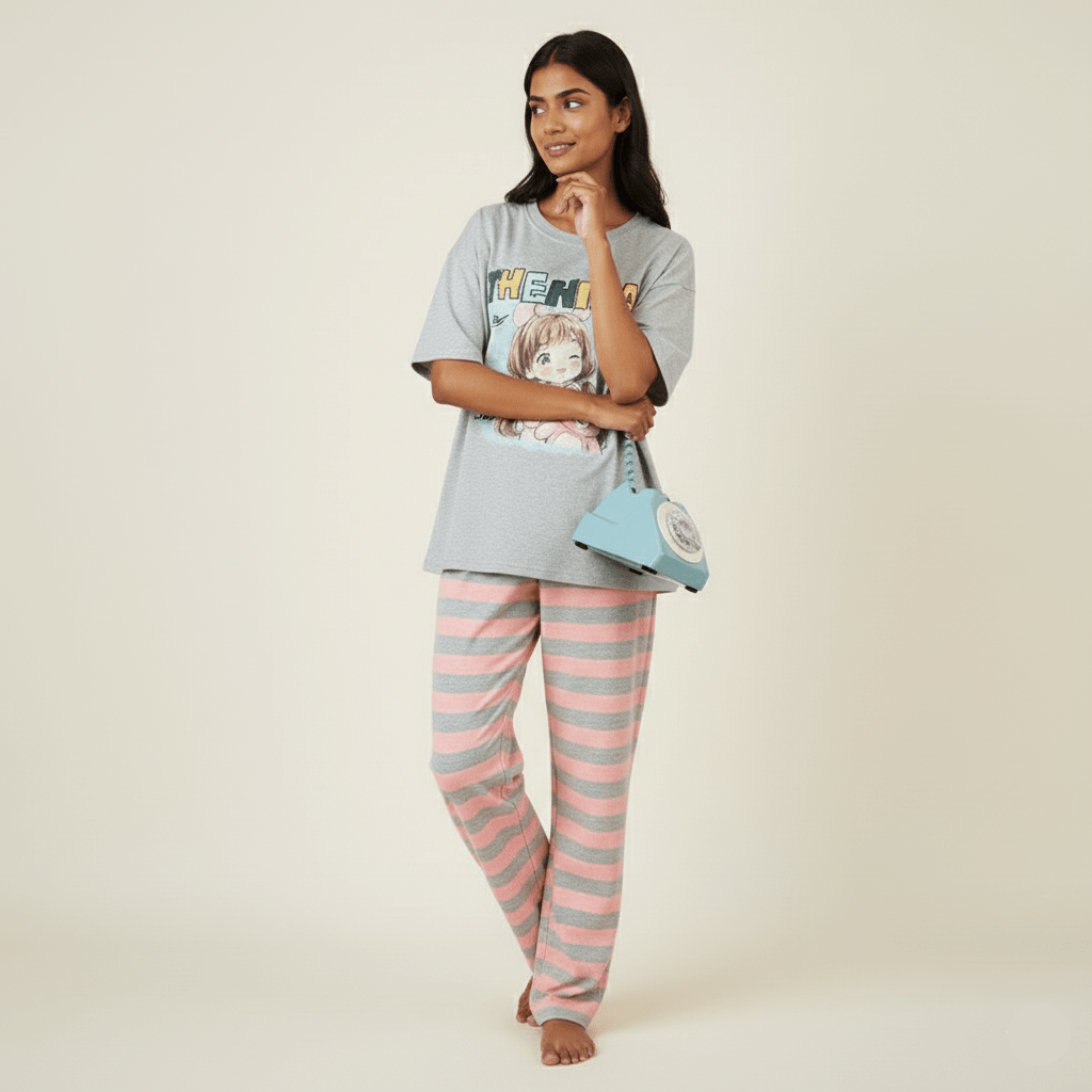 Dreamy Anime Girl PJ Set โ With Padded Sweet Comfort - Zero Bra