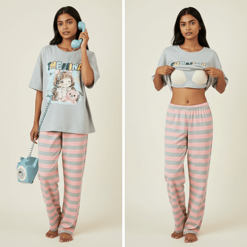 Dreamy Anime Girl PJ Set – With Padded Sweet Comfort - Zero Bra