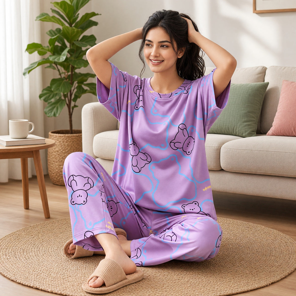 Dreamy Teddy Padded Night Suit