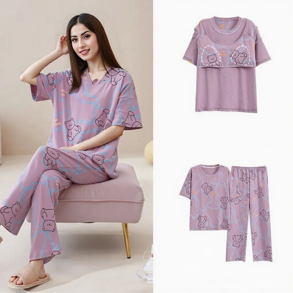 Dreamy Teddy PJ Set – With Padded Comfort - Zero Bra