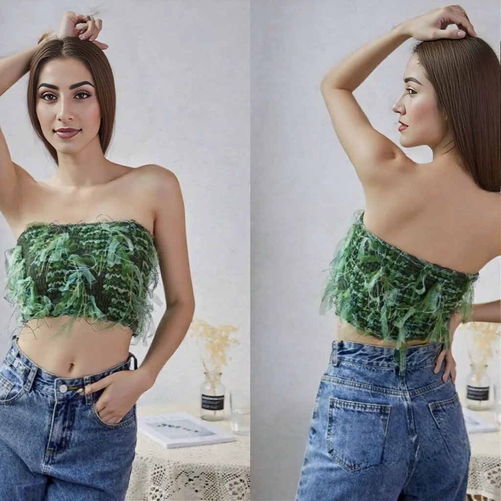Edgy Chic Frayed Tube Top With Built In Bra - Zero Bra