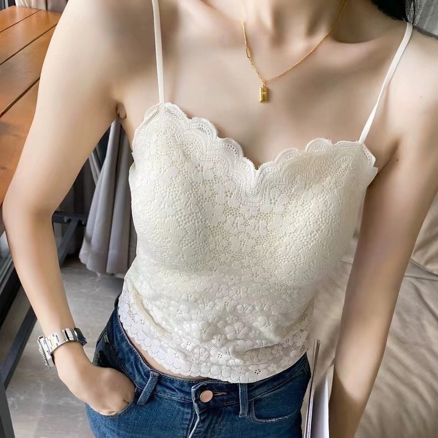 Elegant Floral Lace Built - In Bra Cami β Romantic & Chic - Zero Bra