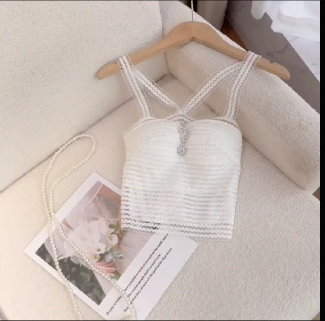 Elegant Knit Built - In Bra Top – Vintage Chic & Feminine - Zero Bra