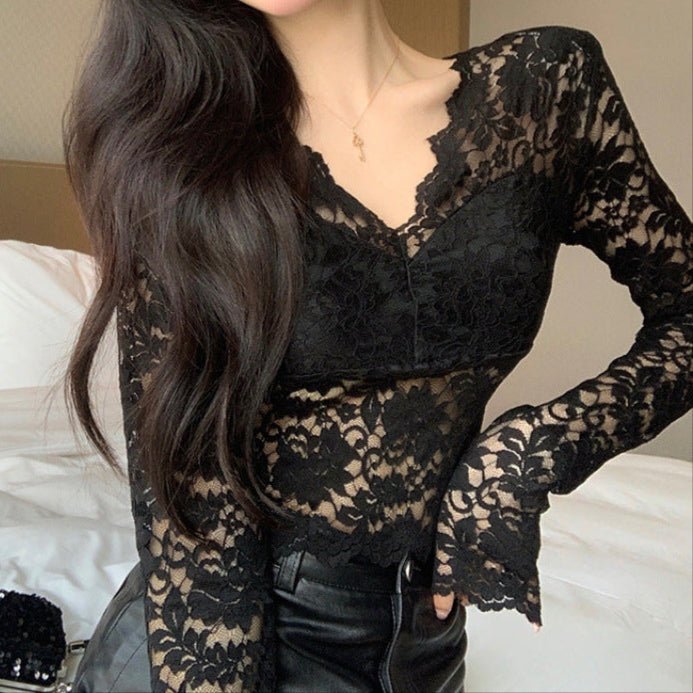 Elegant Lace Long - Sleeve Top – The Ultimate Statement Piece! - Zero Bra