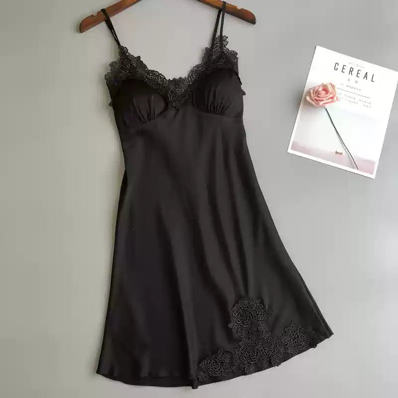 Elegant Satin Slip Dress with Built - in Bra β Luxe Comfort Meets Sophistication - Zero Bra