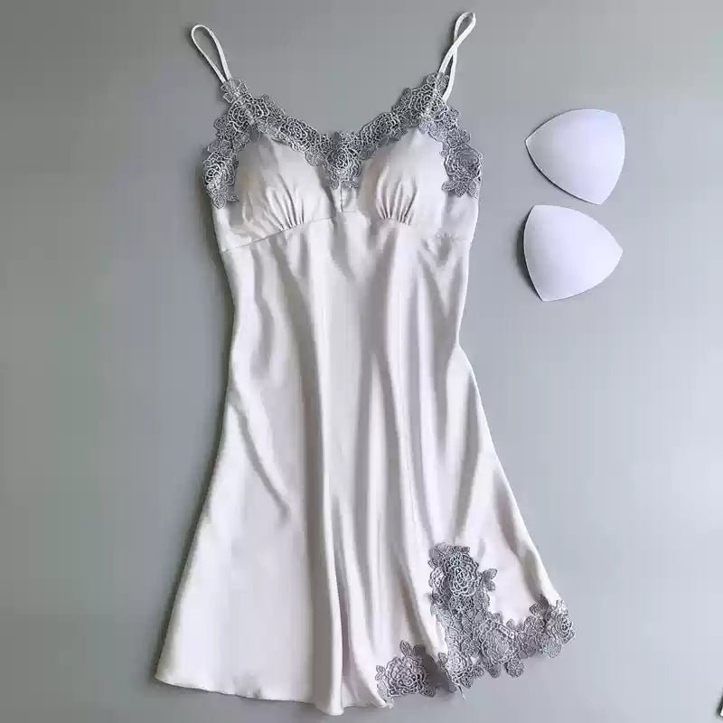 Elegant Satin Slip Dress with Built - in Bra β Luxe Comfort Meets Sophistication - Zero Bra