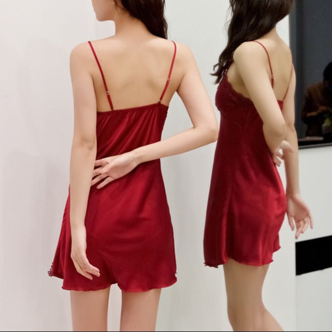 Elegant Satin Slip Dress with Built - in Bra β Luxe Comfort Meets Sophistication - Zero Bra