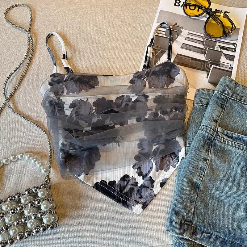 Ethereal Tie - Dye Mesh Build In Bra Cami β A Statement of Styl - Zero Bra