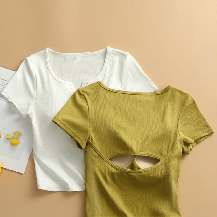 Flirt & Flow Built - In Bra Tee – Effortlessly Cool, Endlessly Versatile! - Zero Bra