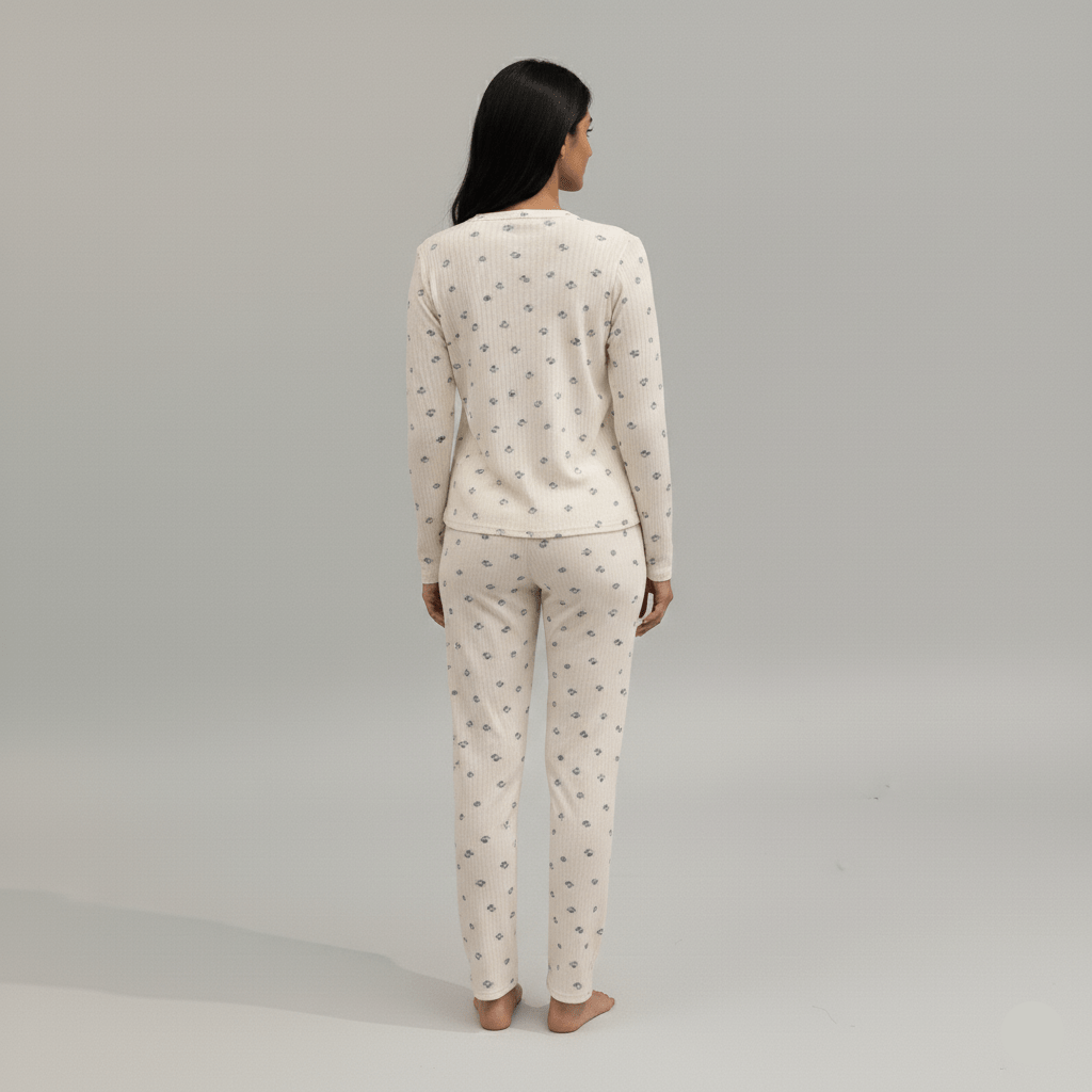 Floral Charm 3 - Piece Padded Pajama Set โ Sweet & Cozy - Zero Bra