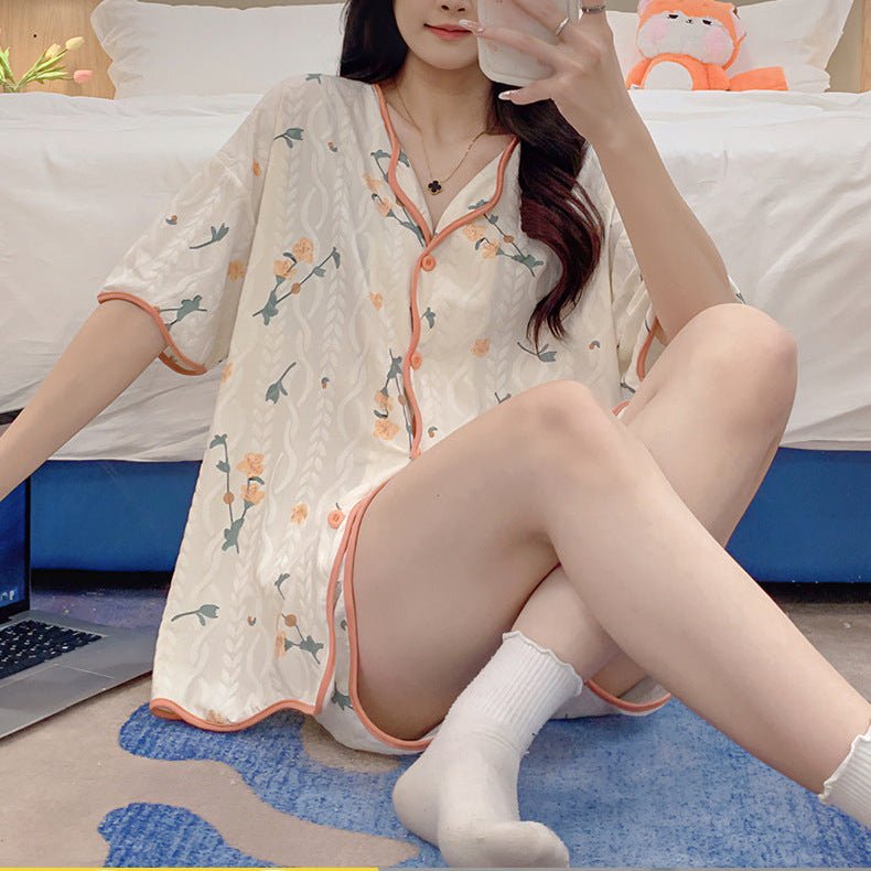 Floral Dream Pajama Set โ With Built - In Bra Magic! - Zero Bra