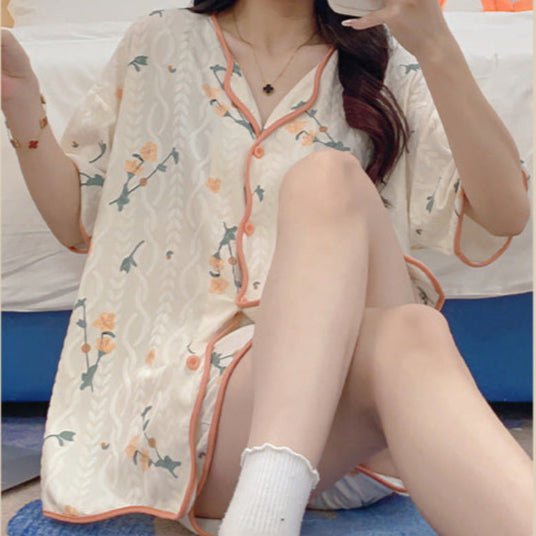 Floral Dream Pajama Set โ With Built - In Bra Magic! - Zero Bra