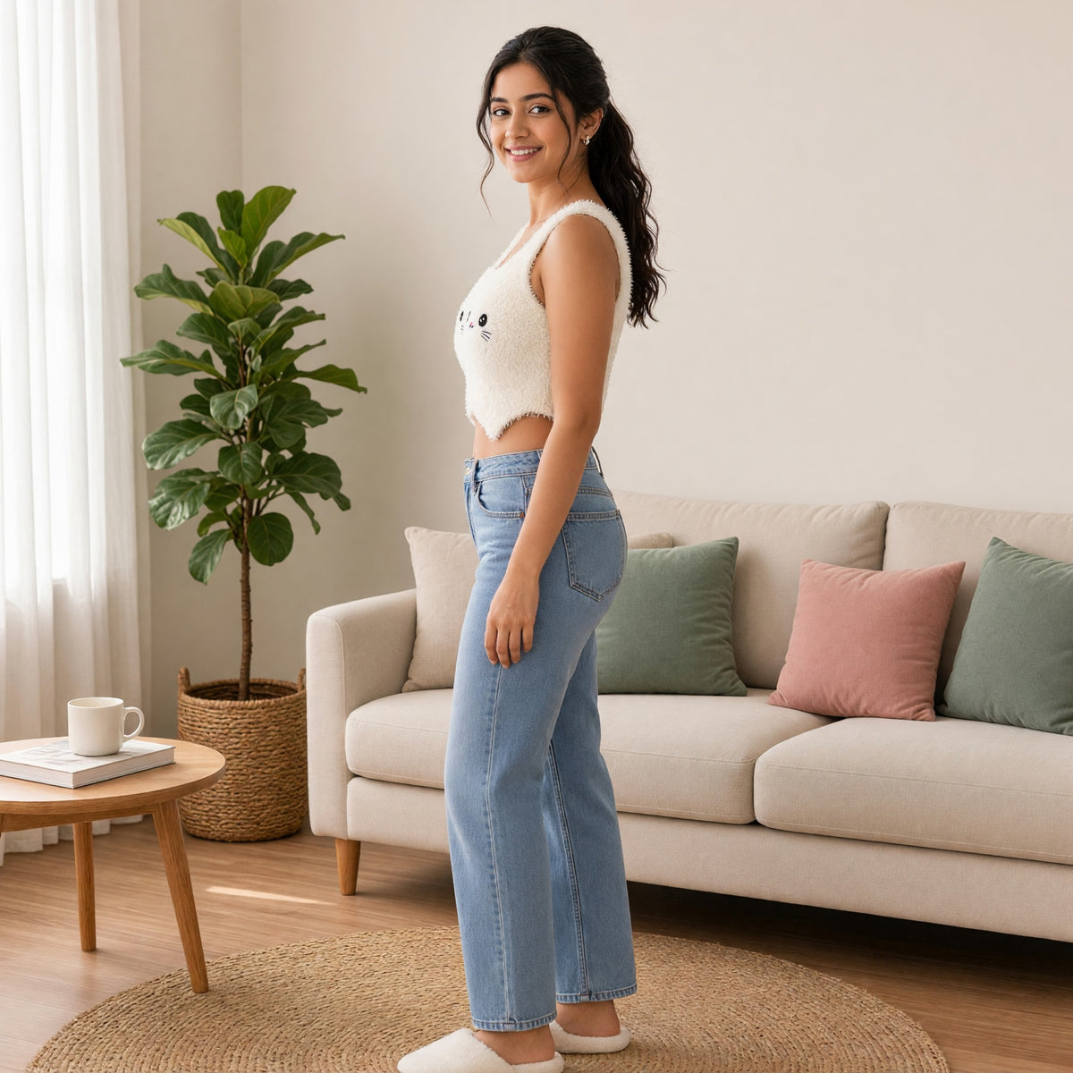 Fluffy Friend Built-in Bra Top