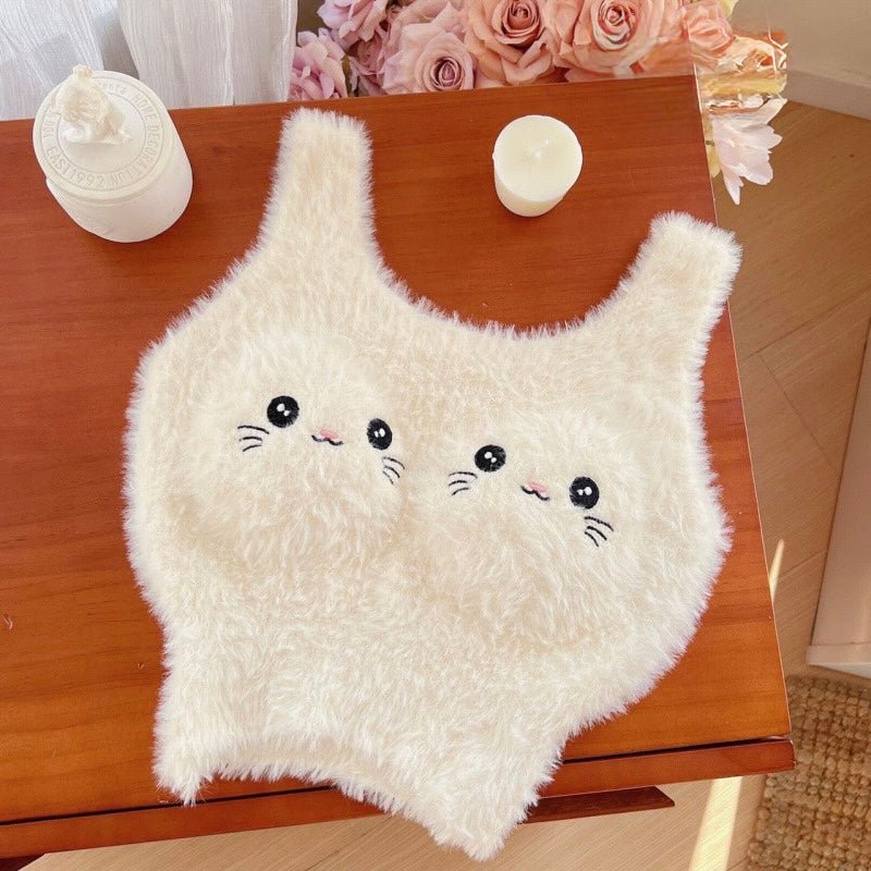 Fluffy Kawaii Animal Built - In Bra Top – Cozy & Cute - Zero Bra