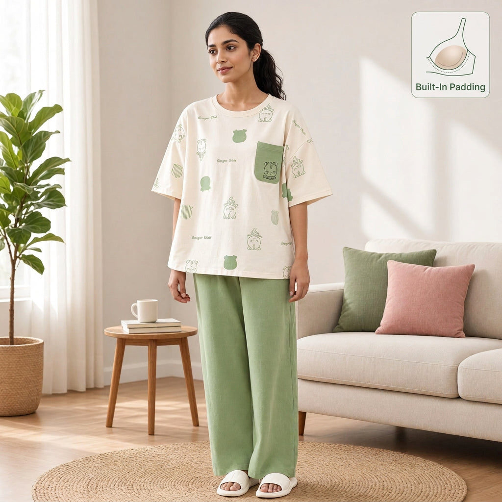 Froggy Garden Padded Night Suit