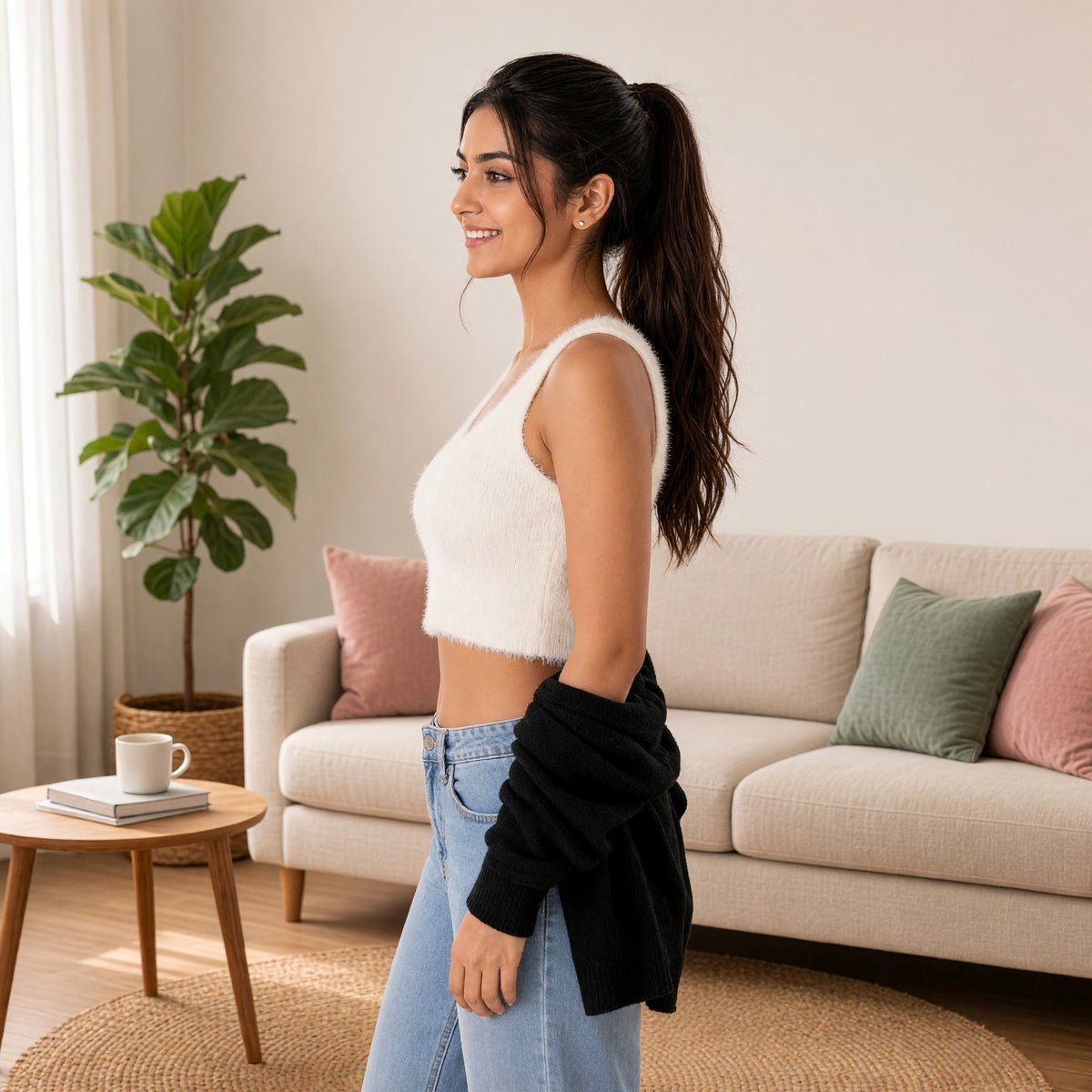 Fuzzy Cozy Built-in Bra Top