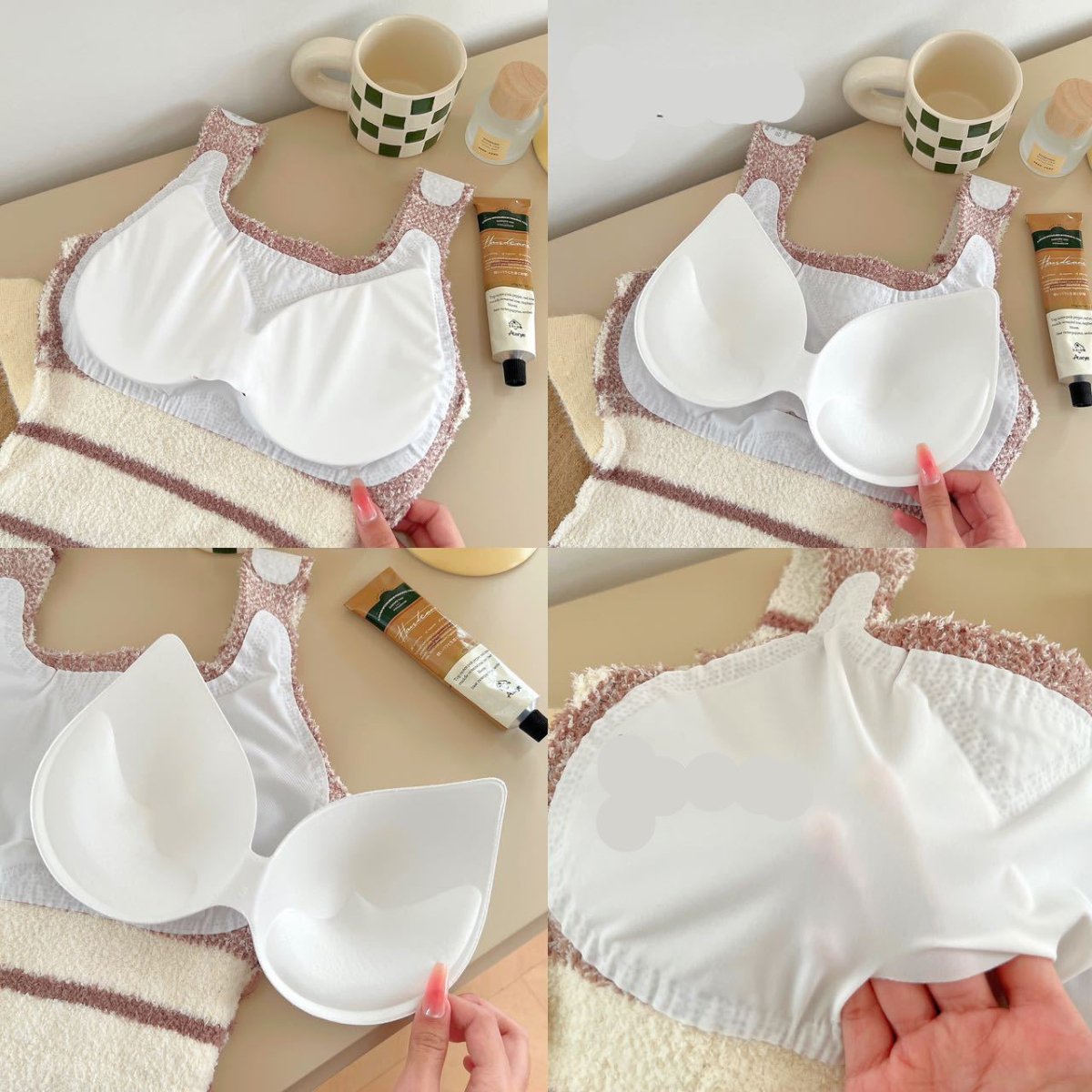 Fuzzy Knit Crop Top with Built - in Bra β Cozy Meets Chic - Zero Bra