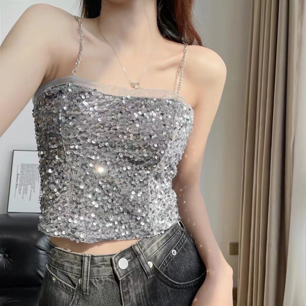 Glam Sequin Party Cami β Shine Bright, Feel Bold - Zero Bra