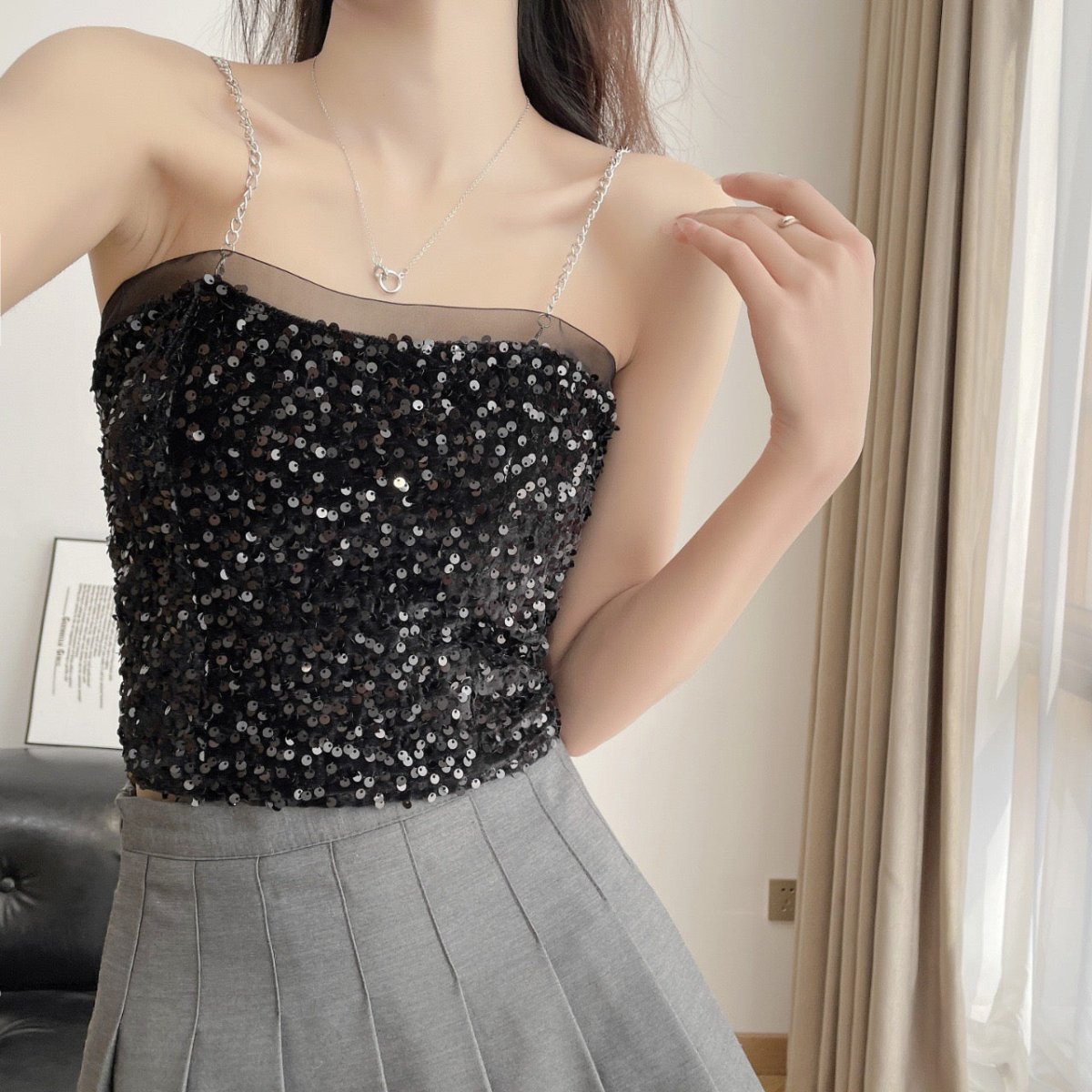 Glam Sequin Party Cami β Shine Bright, Feel Bold - Zero Bra