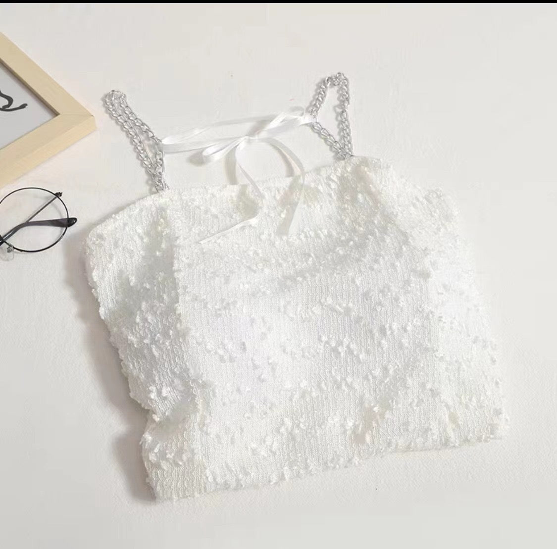 Glitter Glam Sequin Chain Strap with Built - In Bra Crop Top – Shine Bright, Stand Out! - Zero Bra