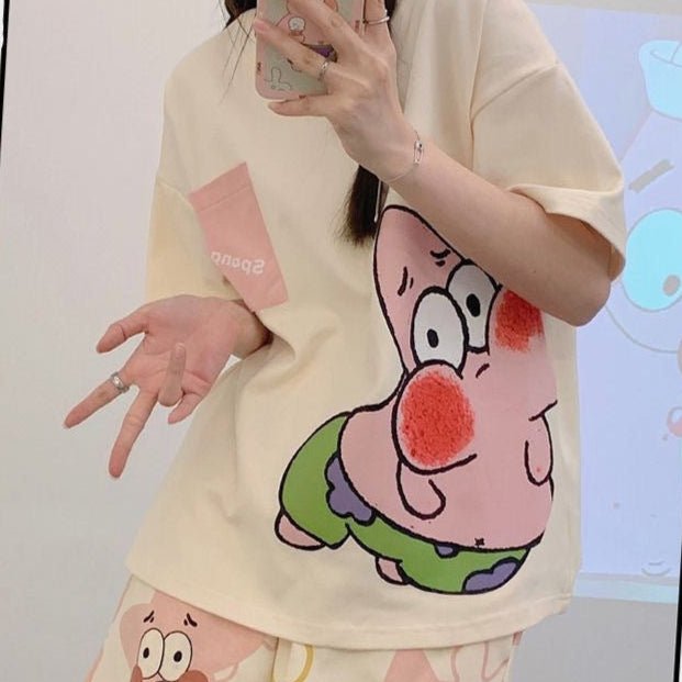 Goofy Starfish Built - In Bra PJ Set – Blush Patrick Vibes - Zero Bra