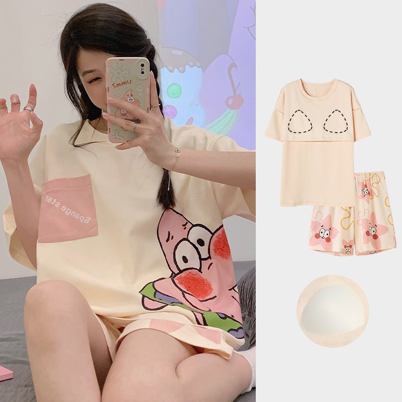 Goofy Starfish Built - In Bra PJ Set – Blush Patrick Vibes - Zero Bra