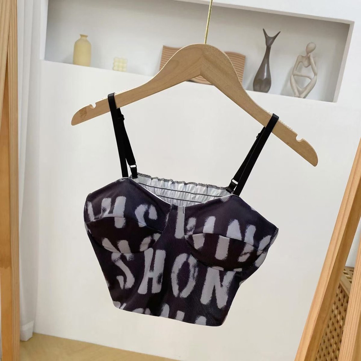 Graffiti Print Fuzzy Built - In Bra Cami – Streetwear Meets Coz - Zero Bra