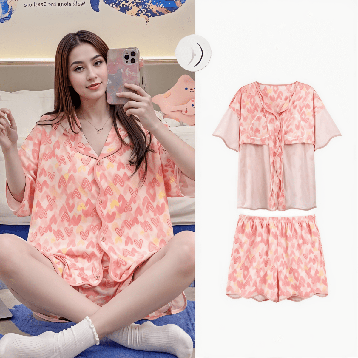 Heartcore Girlie Pajama Set – Built - In Bra Magic! - Zero Bra