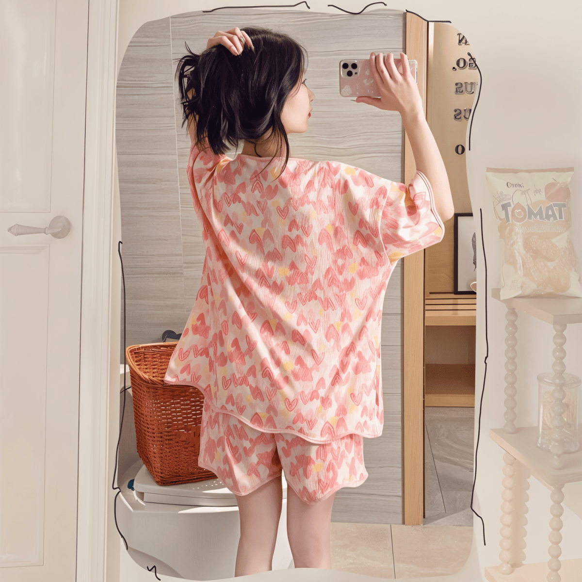 Heartcore Girlie Pajama Set – Built - In Bra Magic! - Zero Bra