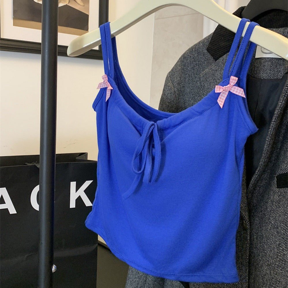 Kawaii Ribbon Strap Built - In Bra Cami – Cute & Comfy - Zero Bra