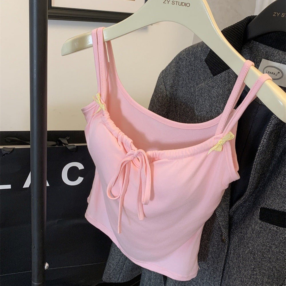 Kawaii Ribbon Strap Built - In Bra Cami – Cute & Comfy - Zero Bra