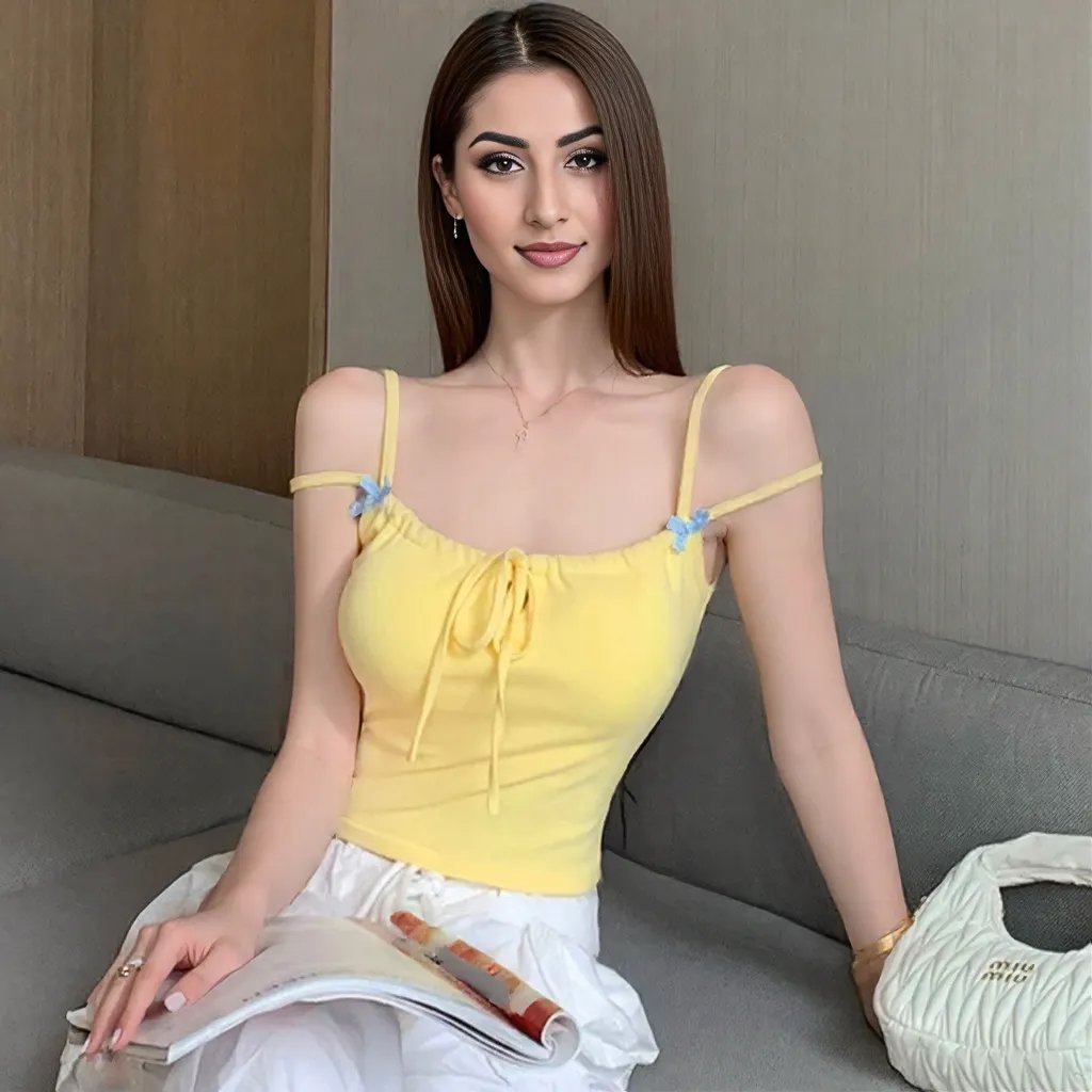 Kawaii Ribbon Strap Built - In Bra Cami – Cute & Comfy - Zero Bra