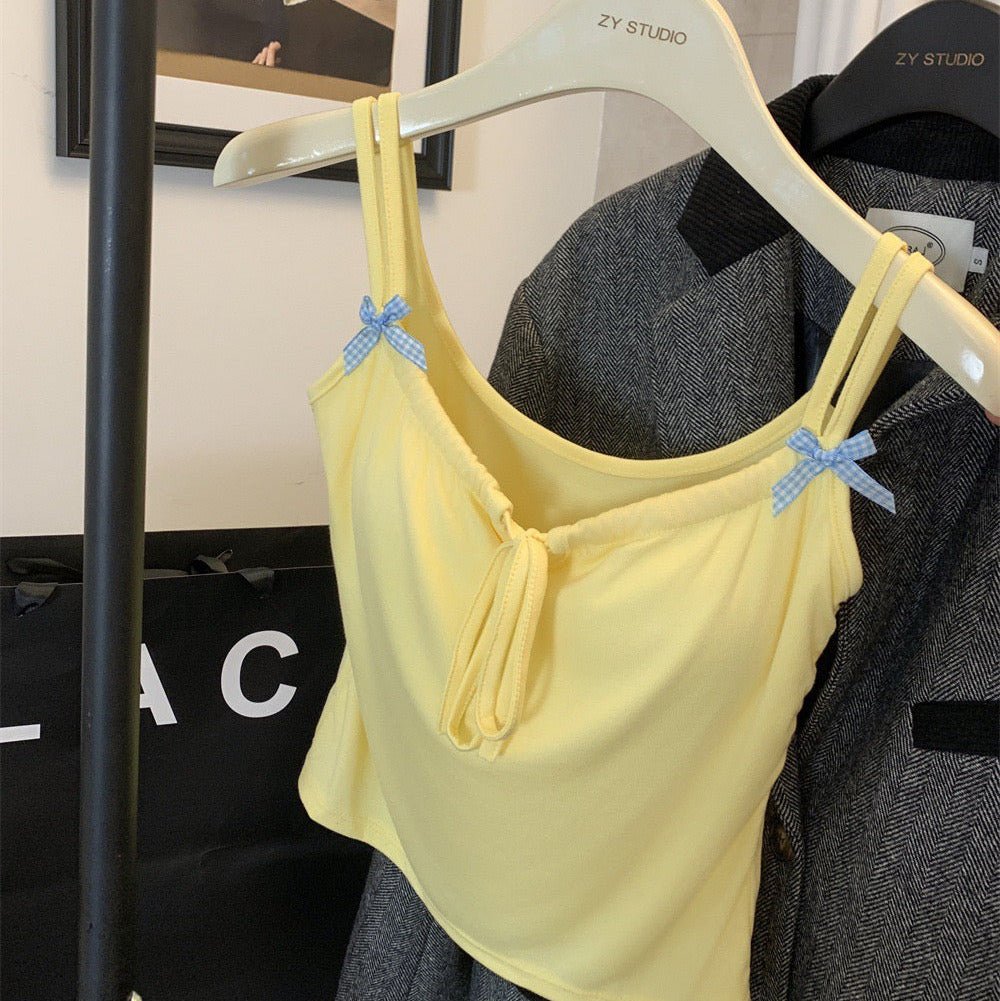 Kawaii Ribbon Strap Built - In Bra Cami – Cute & Comfy - Zero Bra
