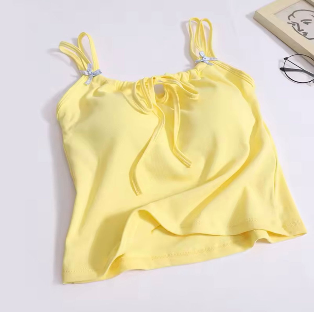 Kawaii Ribbon Strap Built - In Bra Cami – Cute & Comfy - Zero Bra