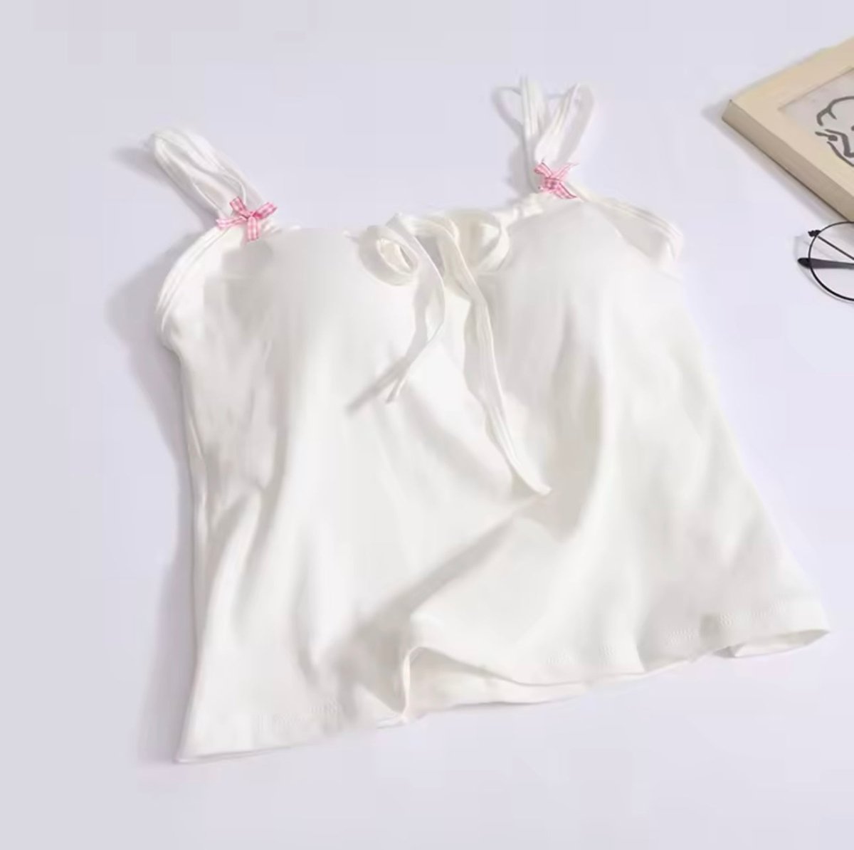 Kawaii Ribbon Strap Built - In Bra Cami – Cute & Comfy - Zero Bra