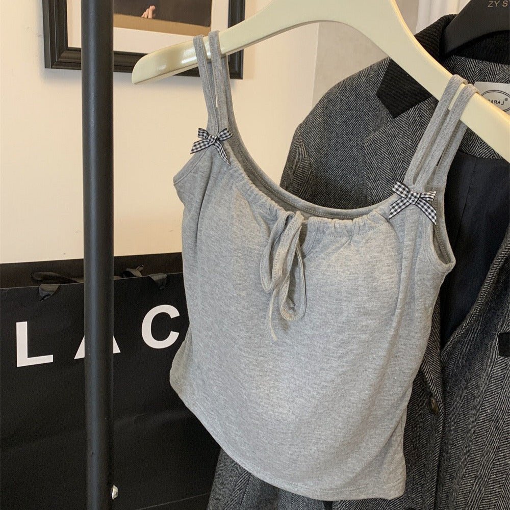 Kawaii Ribbon Strap Built - In Bra Cami – Cute & Comfy - Zero Bra