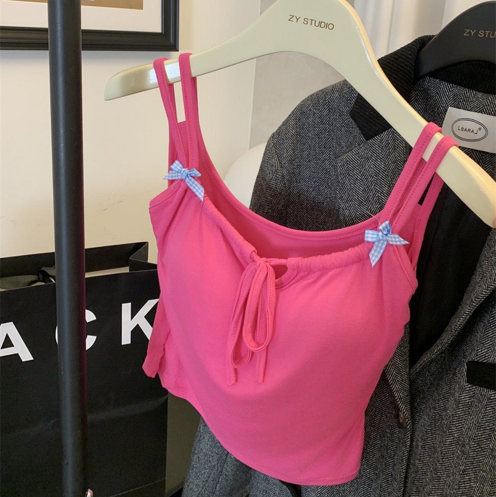Kawaii Ribbon Strap Built - In Bra Cami – Cute & Comfy - Zero Bra