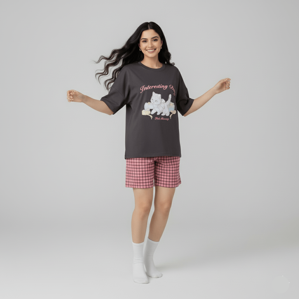 Kitty Charm PJ Set – With Padded Sweetness - Zero Bra