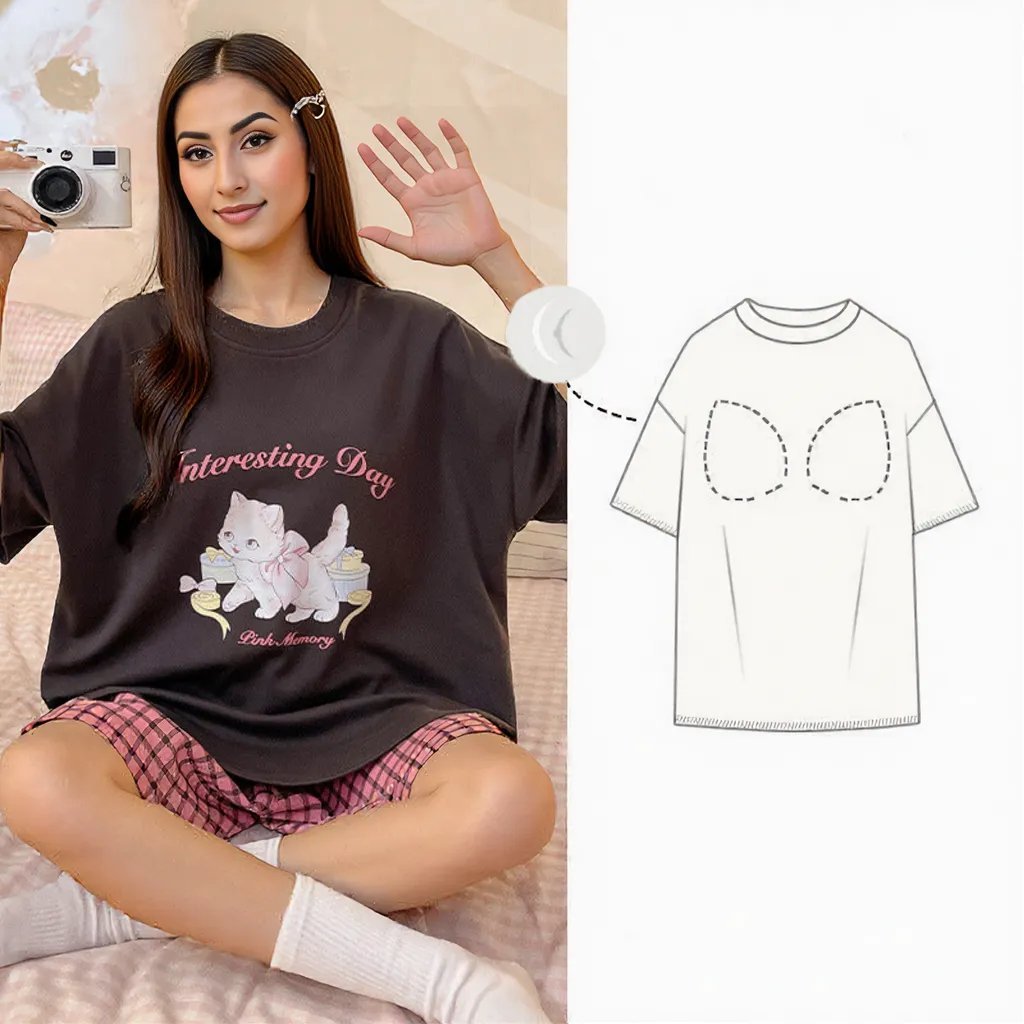 Kitty Charm PJ Set – With Padded Sweetness - Zero Bra