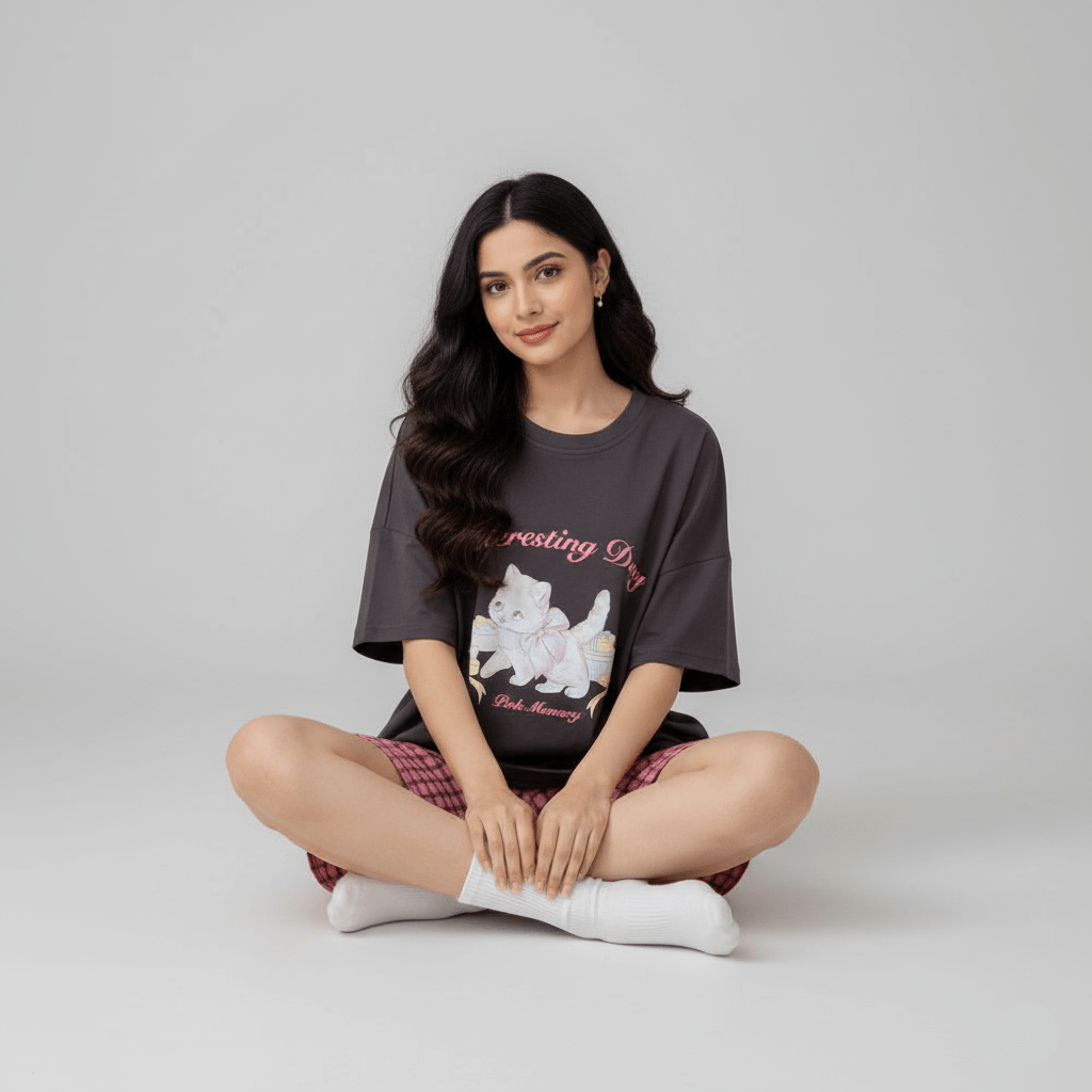 Kitty Charm PJ Set – With Padded Sweetness - Zero Bra