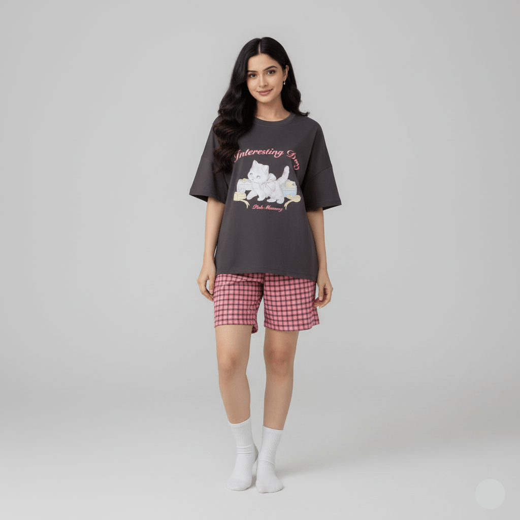 Kitty Charm PJ Set – With Padded Sweetness - Zero Bra