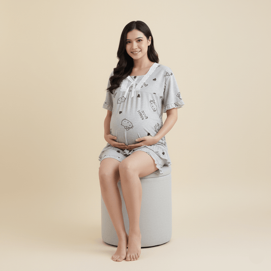Kitty Love Nursing PJ Set – Maternity & Summer Cozy Charm - Zero Bra
