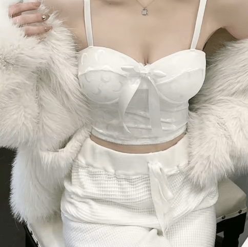 Lace Bow Built - In Bra Top β Sultry & Elegant - Zero Bra